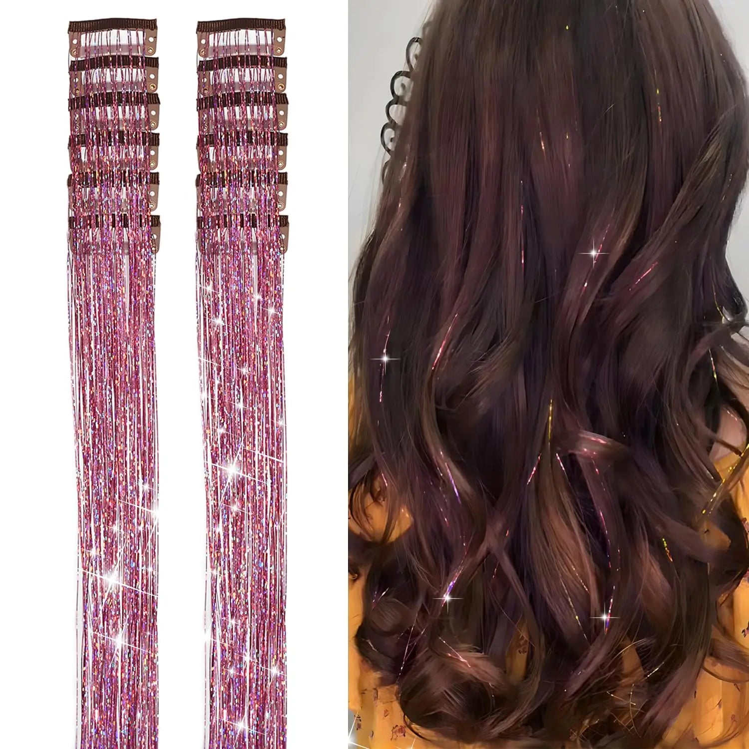 TwinkleGlow Metallic Tinsel Hair Strands