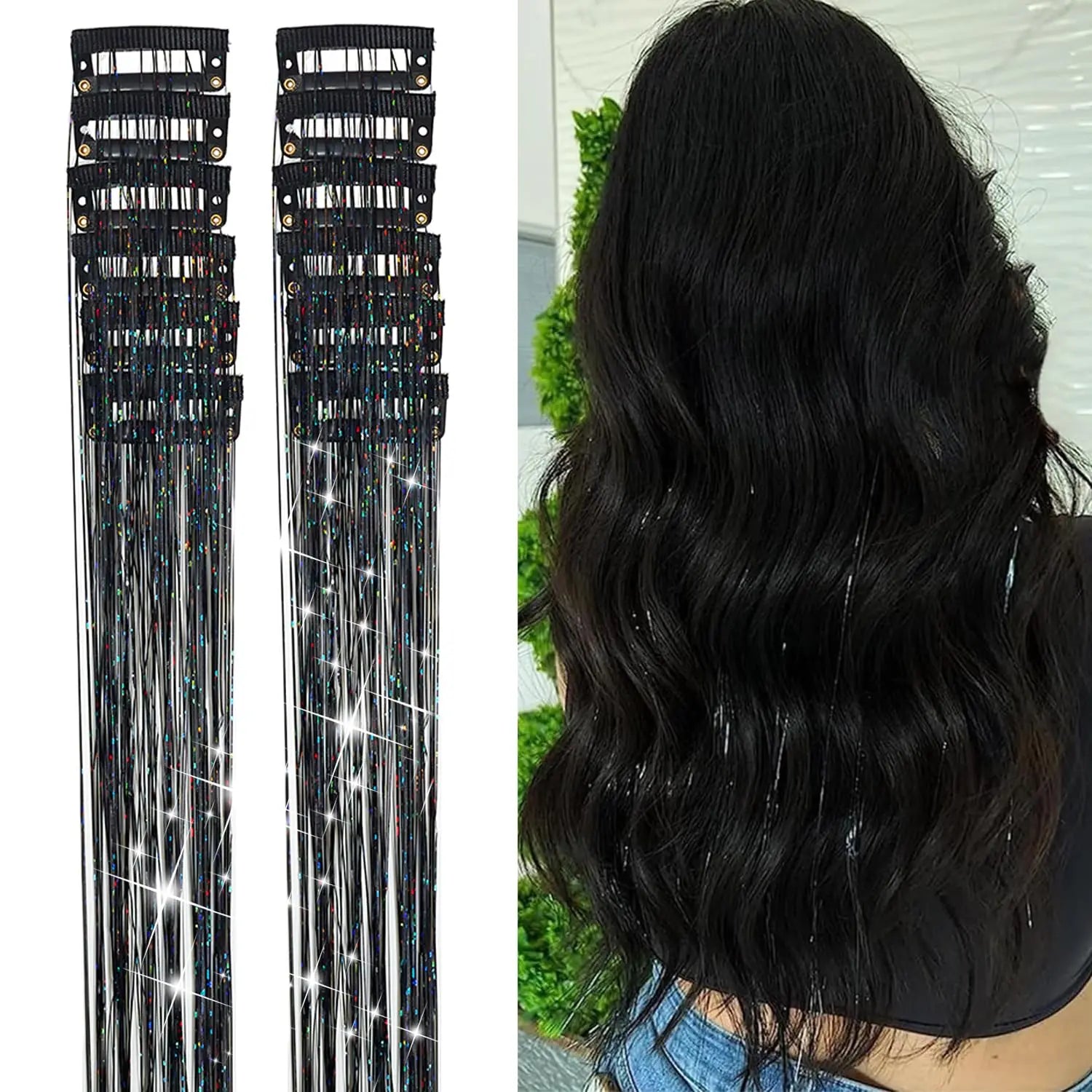 TwinkleGlow Metallic Tinsel Hair Strands