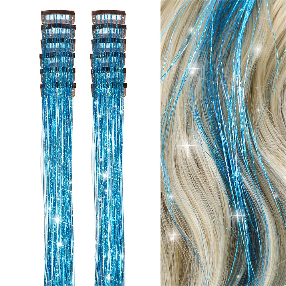 TwinkleGlow Metallic Tinsel Hair Strands